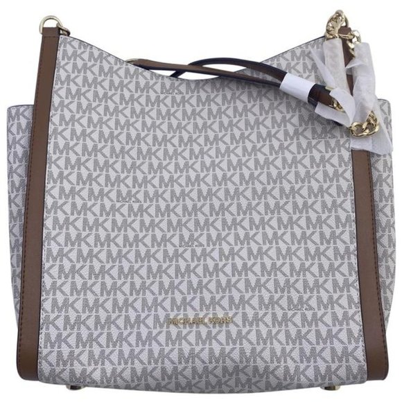 Michael Kors Newbury Medium Chain Vanilla Acorn Pebbled Leather Shoulder… - Picture 1 of 11